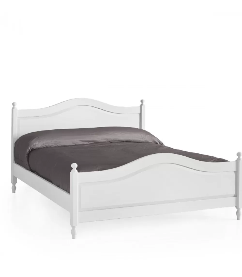 Letti^CLASSICO ITALIANO Letto Matrimoniale In Legno Laccato Bianco Opaco