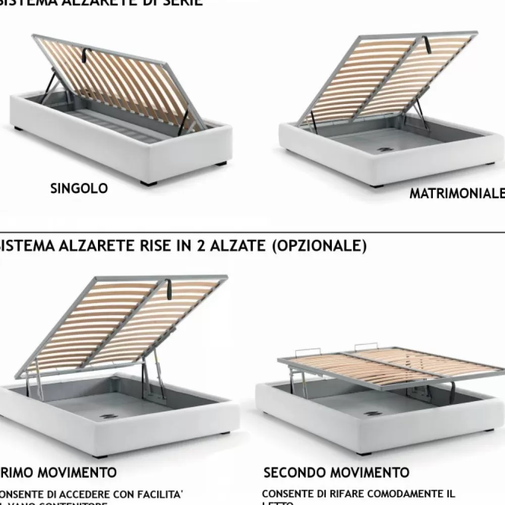 Letti^SAMOA LETTI Letto Precious Con Contenitore E Struttura Completamente Imbottita