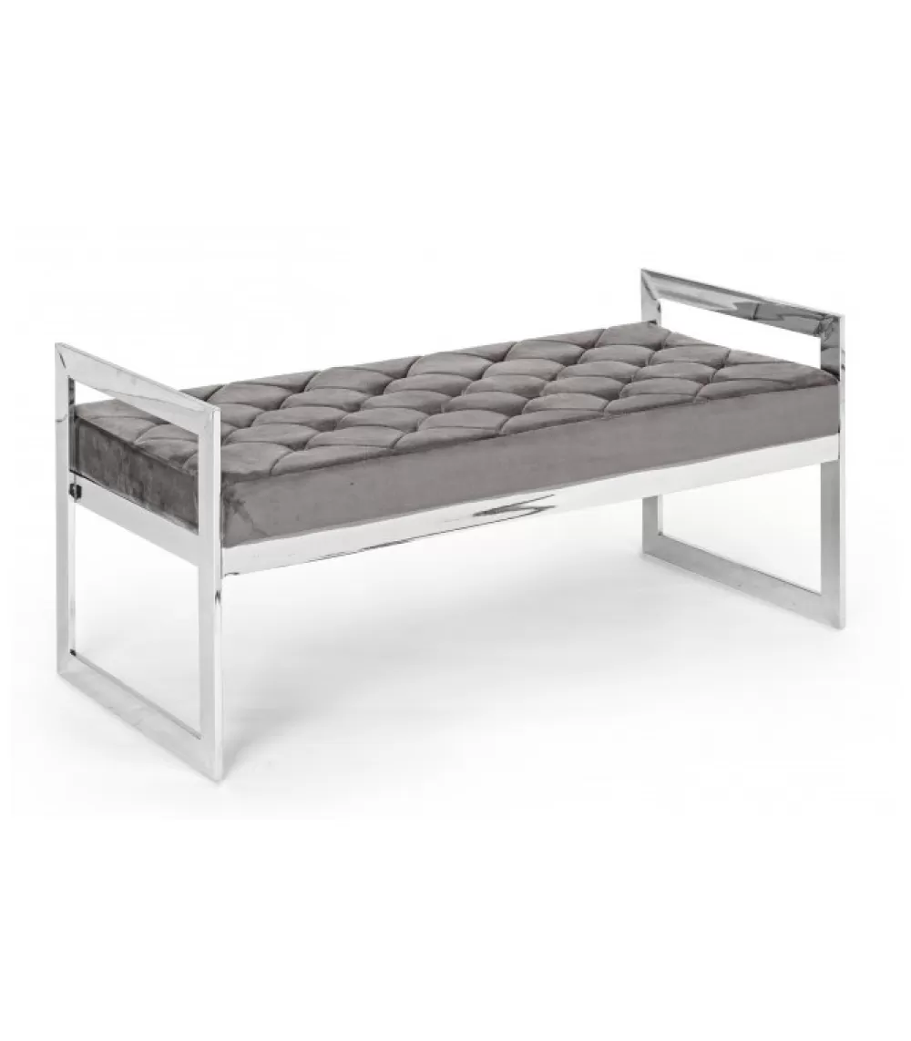 Poltroncine | CONTEMPORARY STYLE Panca Sveva Velluto Grigio 97X44