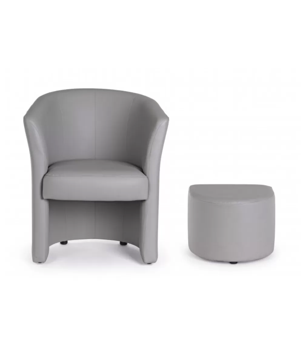 Poltroncine | CONTEMPORARY STYLE Poltrona Con Pouf Rita Grigio Chiaro