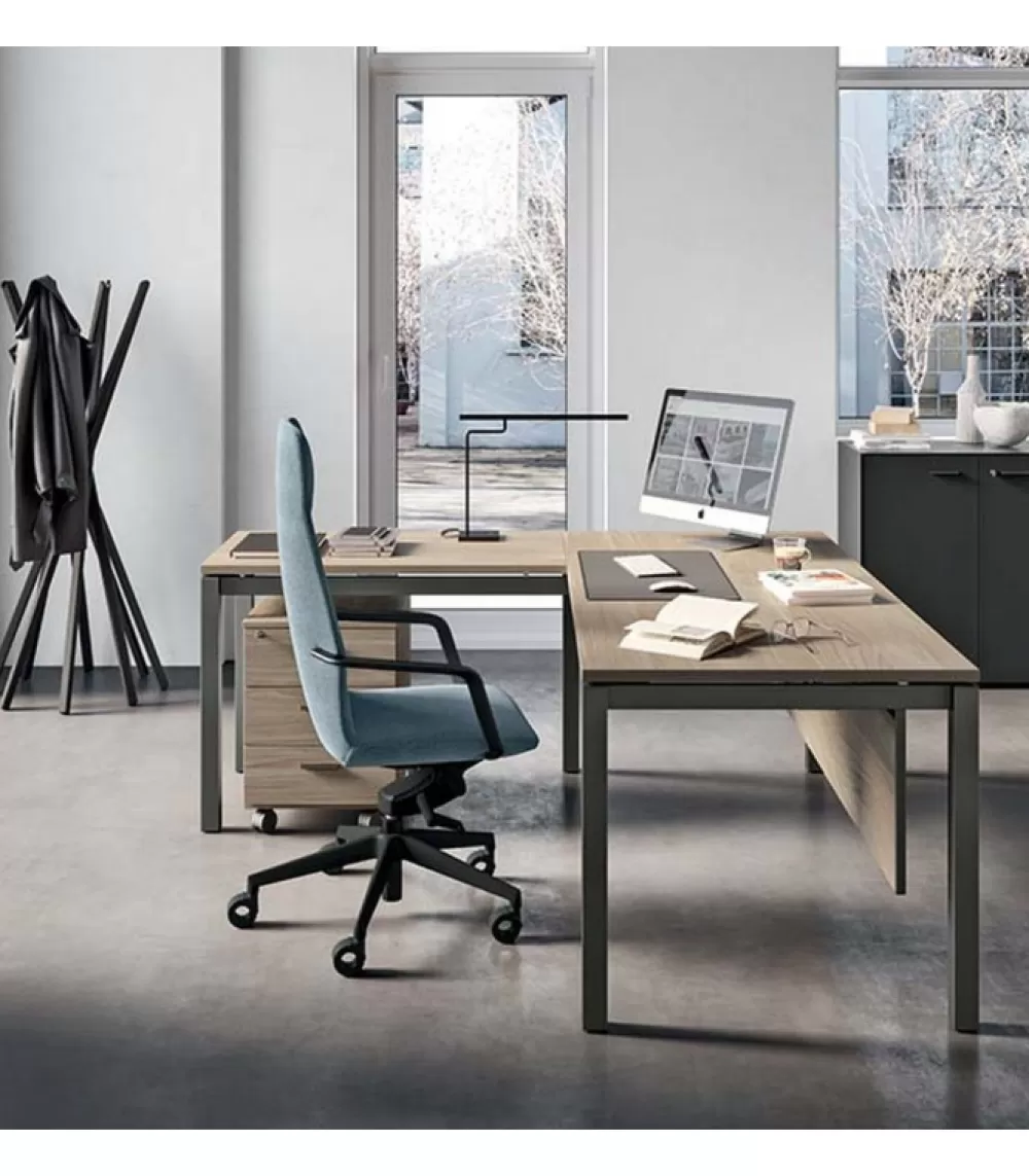 Scrivanie^QUADRIFOGLIO OFFICE Scrivania X4 Angolare, 100% Made In Italy.