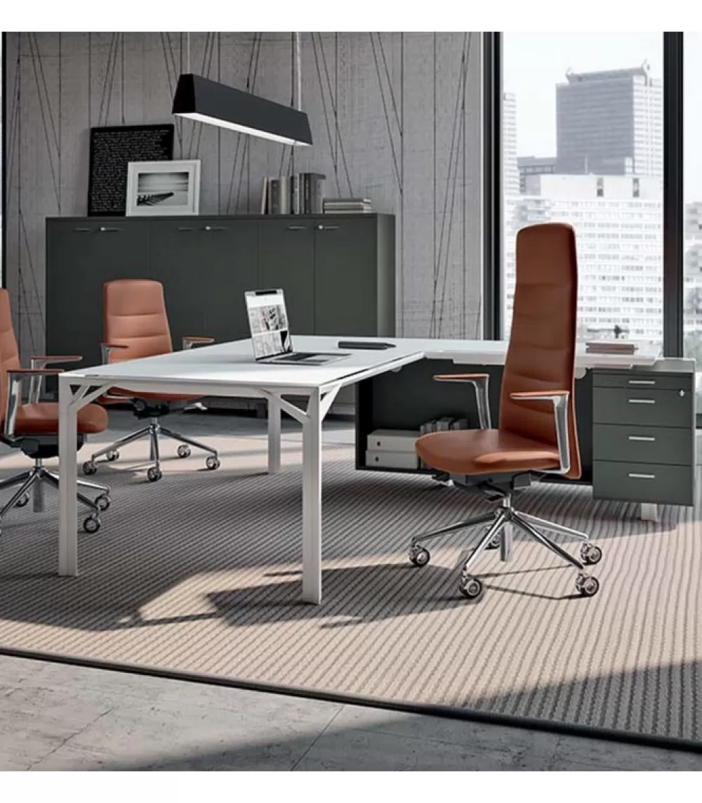 Scrivanie | QUADRIFOGLIO OFFICE Scrivania X8 Angolare, 100% Made In Italy.