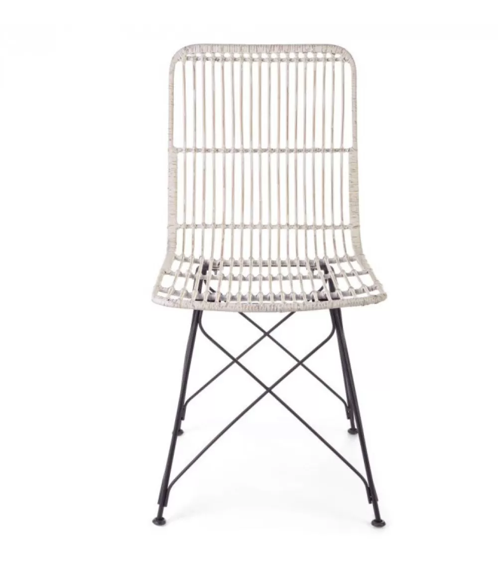 Sedute E Lettini | CONTEMPORARY STYLE Sedia Lucilla Kibu Bianco Struttura In Rattan