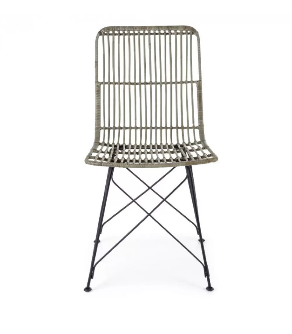 Sedute E Lettini^CONTEMPORARY STYLE Sedia Lucilla Kibu Grigio Struttura In Rattan