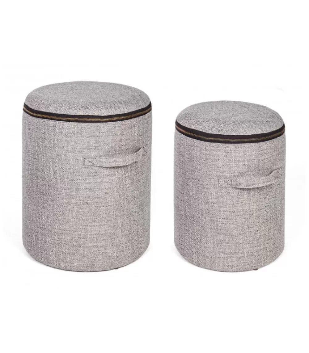 Pouf / Cuscini Arredo^CONTEMPORARY STYLE Set2 Pouf Cont. Radmila Grigio