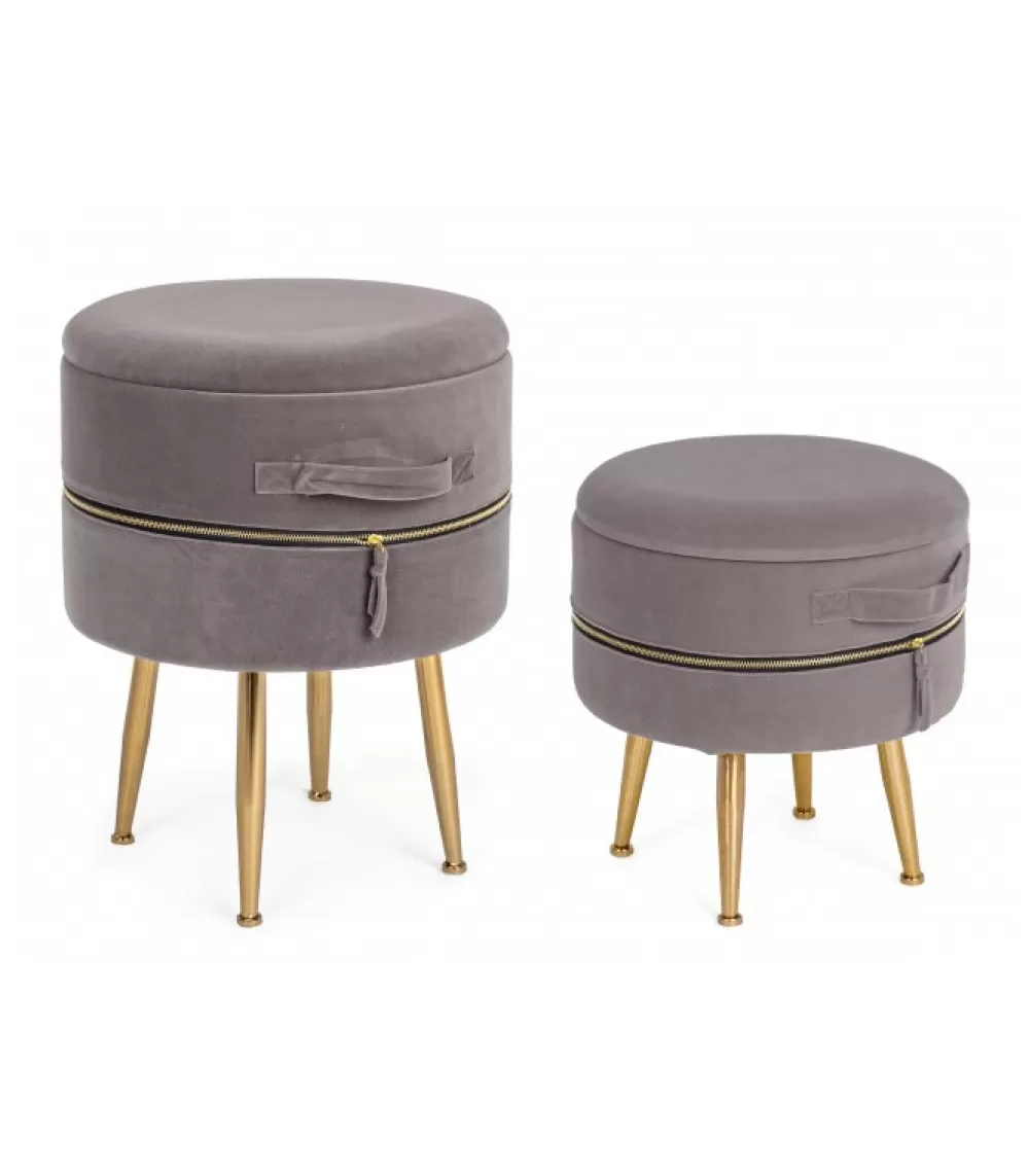 Pouf / Cuscini Arredo^CONTEMPORARY STYLE Set2 Sgabello Cont. Pavlina Grigio Scuro